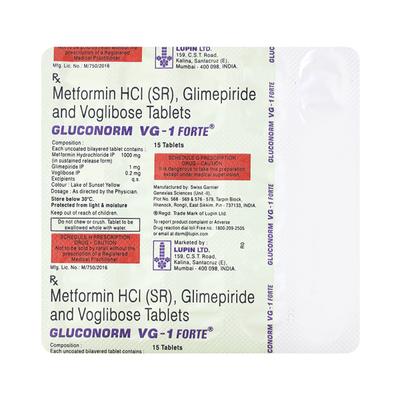 GLUCONORM VG 1 FORTE Tablet 15's - Diabetes-Ant