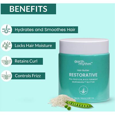 Earth Rhythm Restorative Hair Butter Pea Protein, Murumuru & Rice Ferment 100 gm - Hair Masks & Packs