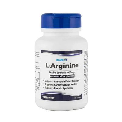 Healthvit L-Arginine 1000mg Pre-Workout and Essential Amino Acid- Tablets 60's - Calcium And Minerals