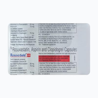 Rosuva Gold 20mg Capsule 10'S - High Cholesterol-Dys
