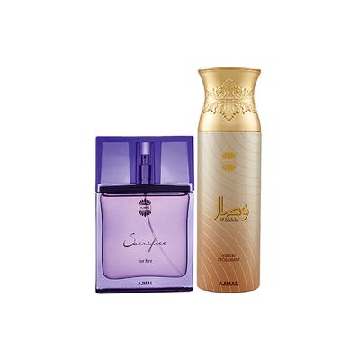 Ajmal Sacrifice For Her EDP Floral Musky Perfume And Wisal Deodorant Floral Musky Fragrance 250 ml - Women Perfumes (Edt/Edp)