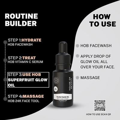 House of Beauty Super Fruit Glow Oil with Peach+Jojoba-All Skin Type For Massage & Primer 10ml - Face Oils