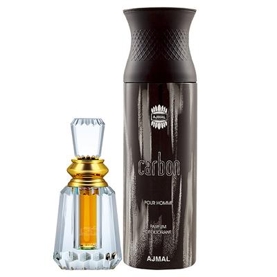 Ajmal Oudh Mukhallat Concentrated Perfume Oil Oriental Oudhy And Carbon Homme Deodorant Citrus Spicy Fragrance 206 ml - Perfumes (Edt/Edp)