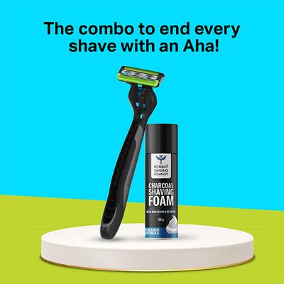 Bombay Shaving Company Sensi Smart 3 Razor 15gm, Green and Charcoal Shaving Foam 50gm 1's - Razors & Cartridges