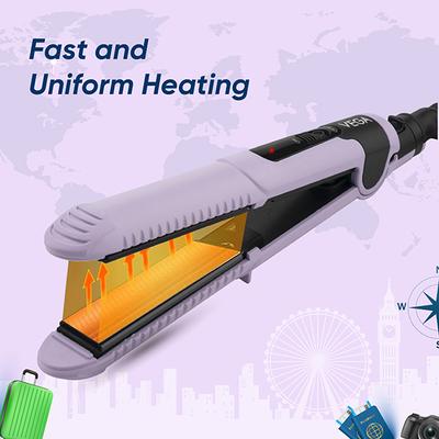 Vega Go Mini Hair Straightener for Women with Quick Heat Up, Best for Travelling (VHSH-40) 340 gm - Straighteners