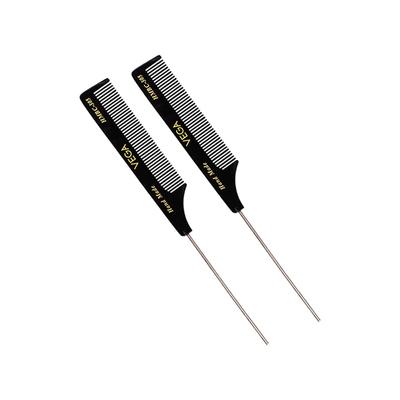 Vega Tail Hair Comb with Steel Pin for Women, Black, (VC2HMBC-305) 2's - Hair Combs