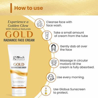 Globus Naturals Gold Radiance Anti Ageing & Brightening Face Cream 100 gm - Face Moisturizers