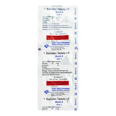 Back 5mg Tablet 10'S - Muscle Cramps/Spasticity-Mus