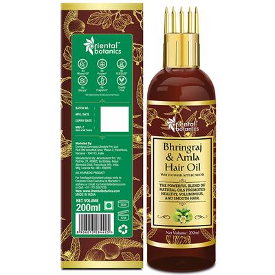 Oriental Botanics with Comb Applicator - Bhringraj & Amla Hair Oil 200 ml - Hair Oils