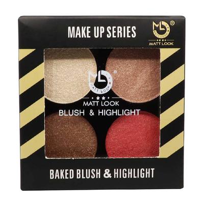 Matt Look Make - Up Series Baked Blush & Highlight Palette, Multicolor - 03 12 gm - Face Palettes