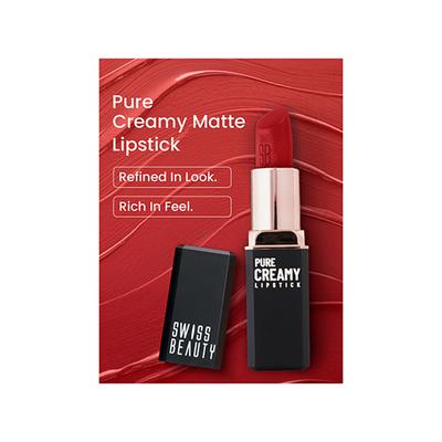 Swiss Beauty Pure Creamy Lipstick -Merry Cherry 4 g - Lipsticks