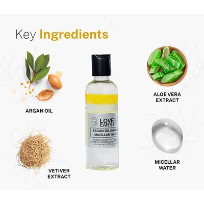 Love Earth Argan Oil-Infused Micellar Water Makeup & Pollutant Remover 100 ml - Make Up Removers