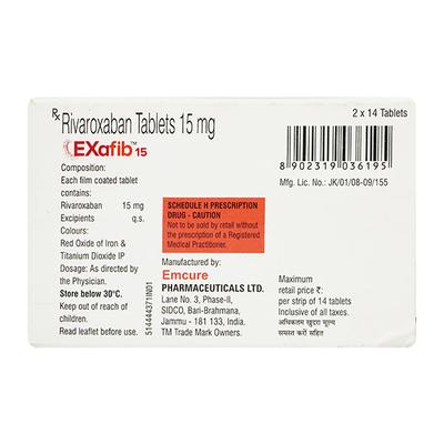 EXAFIB 15 Tablet 14's - Blood Clot-Ant