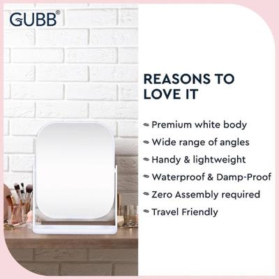 GUBB Vanity Mirror with Storage Tray for Accessories, Rotating Table Mirror - White 1's - Others