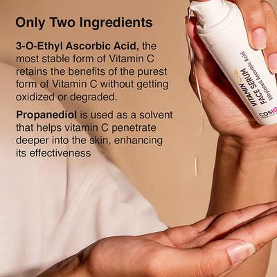 Cos IQ Vitamin C 8 percent Face Serum Only 2 Ingredients Safe and Effective Skin Brightening Serum 30 ml - Face Serum
