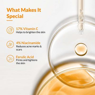 Fixderma 17% Vitamin C Face Serum for Glowing Skin Anti Aging Night Face Serum 30 gm - Face Serum