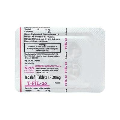 T Fil 20mg Tablet 4'S - Impotence/Erectile Dysfunction (Ed)