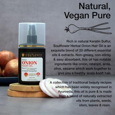 Soulflower Herbal Onion Hair Growth Oil 120 gm - Hair Oils