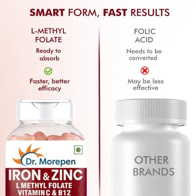 Dr. Morepen Iron & Zinc with Vitamin C & B12 Tablet 60's - Calcium And Minerals