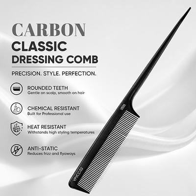 Vega Professional Tail Comb, Carbon Anti-Static Black Line Hair Comb For Men & Women, (Vpvcc-03) - Hair Combs
