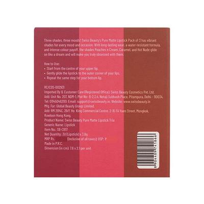 Swiss Beauty Pure Matte Lipstick 11.4 gm - Lipsticks