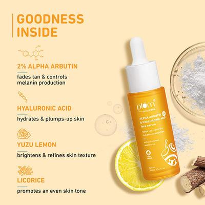 Plum Thinkderma 2% Alpha Arbutin & Hyaluronic Acid Face Serum With Yuzu Lemon & Licorice 30 ml - Face Serum