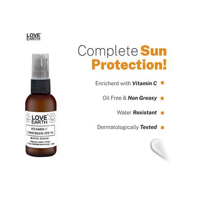 Love Earth Vitamin C Sunscreen SPF-50 for Sun's UVA, UVB Ray Protection with Vitamin C 50 ml - Body Sunscreen