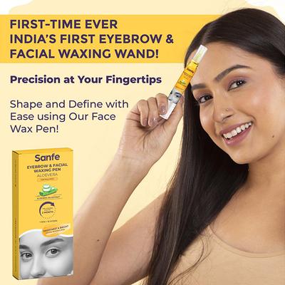 Sanfe Eyebrow & Facial Waxing Pen For Women, Reusable Up To 20 Time, Hair Removal Wax Pen, Up To 8 Weeks, 1 Pen + 10 Strips 1's - Hair Waxes