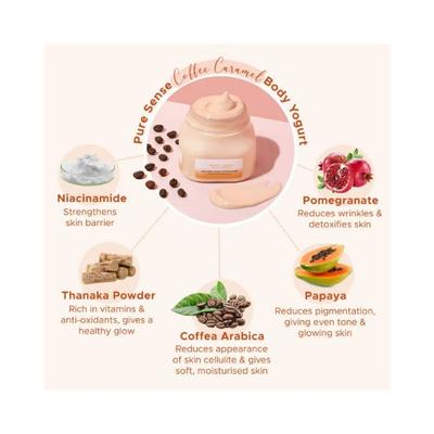 PureSense Coffee Caramel Body Yogurt with Coffea Arabica & Niacinamide For Deeply Nourished & Moisturised Skin 160 ml - Lotions & Creams