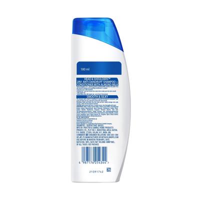 Head and Shoulders 2-In-1 Smooth and Silky with Almond Milk Anti-Dandruff Shampoo + Conditioner 180 ml - Dry Shampoos & Conditioners
