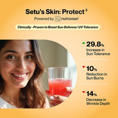 Setu Skin Protect - First Drinkable Sunshield with Plant Based NutroxSun & Glutathione (1 Serving, Strawberry) 1's - Multi-Vitamins