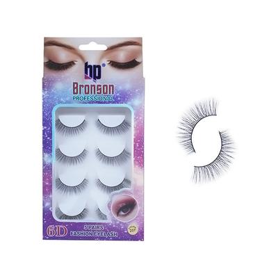 Bronson Professional False Eyelashes Set of 5 Pair 6D Long and Natural 207 Fake False Lashes 1's - Eyelashes