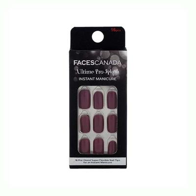 Faces Canada Ultime Pro Splash Instant Manicure - Mulberry , Press On Nail Extensions - 16 Pcs 1's - Nail Art