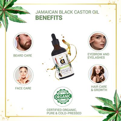 Anveya Jamaican Black Castor Oil, Cold - Pressed Organic 100 ml - Carrier Oils