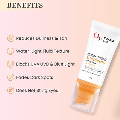 O3+ Derma Cult Glow Shield Sunscreen SPF 50 PA+++ 55 g - Body Sunscreen