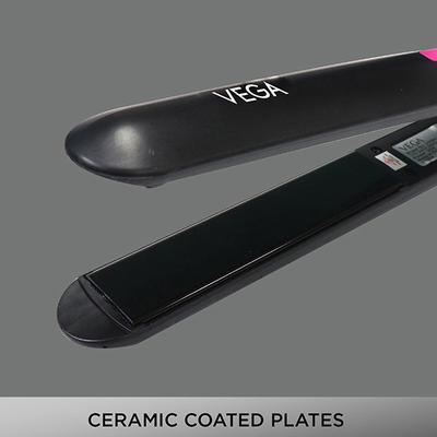 VEGA Self Style Hair Straightener With Temperature Control and Ceramic Coated Plates (VHSH-27) Black 1 gm - Straighteners