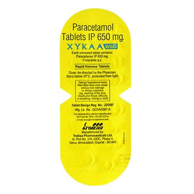 XYKAA 650 Tablet 15's - Fever-Non