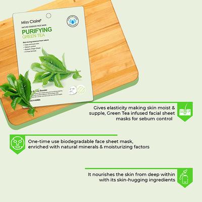 Miss Claire Nature Essence Face Mask - Purifying Green Tea 25 ml - Masks & Peels