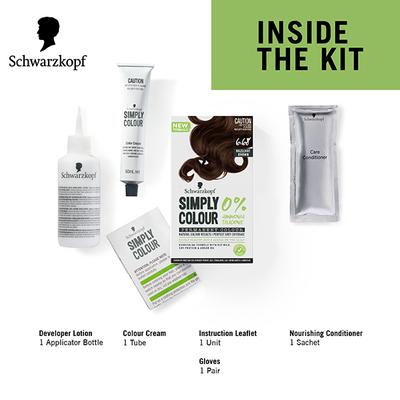 Schwarzkopf Simply Colour Permanent Hair Colour For 100% Grey Coverage - 6.68 Hazelnut Brown 142.5 ml - Crème