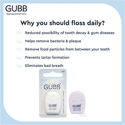 GUBB Dental Floss Thread Mint Waxed 20 gm - Floss & Tongue Cleaners