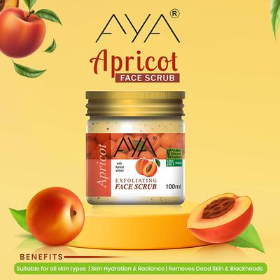 Aya Apricot Exfoliating Face Scrub, No Paraben, No Silicone, No Sulphate 100 ml - Scrubs & Exfoliants