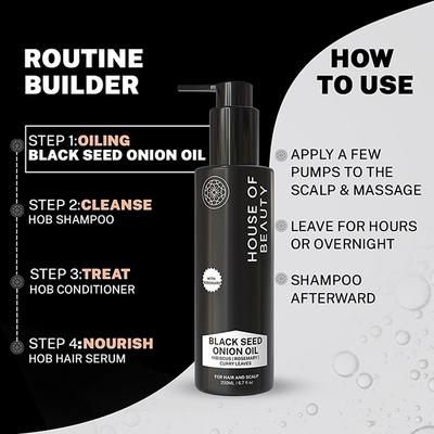 House of Beauty Blackseed Onion Oil Reduces Hair Fall With Real Kalonji Seeds Benefits 200ml - Hair Oils