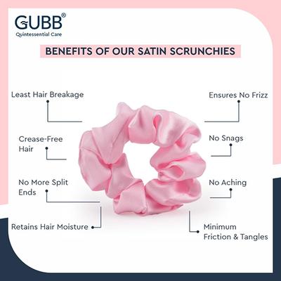 GUBB Satin Scrunchies - (Pack of 6) 1's - Hair Clips/Bands