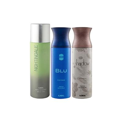 Ajmal 1 Nightingale, 1 Blu Homme And 1 Shadow Him Deodorants Pack of 3 200 ml - Deodorants/Roll-Ons