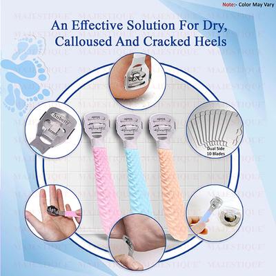 Majestique Corn Cutter for Foot, Hard Skin and Callus Remover with 10 Blades - Multicolor 1's - Cleansing Brushes