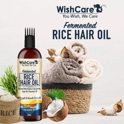 Wishcare Fermented Rice Hair Growth Oil - Strength and Growth formula - Hair Applicator 200ml - Hair Oils