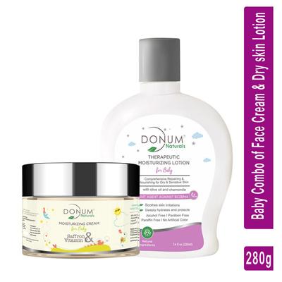 Donum Naturals Baby Combo (Moisturising Cream 60 gm + Therapeutic Moisturising Lotion 220 ml) - Creams, Lotions & Oils