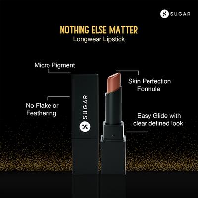 SUGAR Cosmetics Nothing Else Matter Longwear Lipstick - 15 Beige Turner (Nude Brown Peach Brown) 3.2 gm - Lipsticks