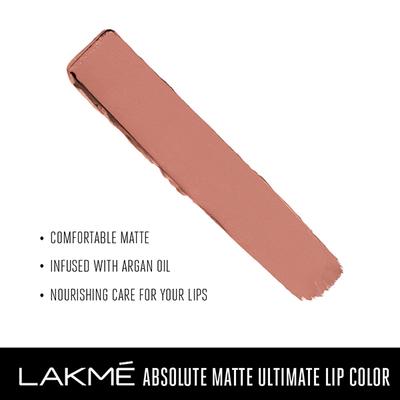 Lakme Absolute Matte Ultimate Lip Color With Argan Oil Brunch Nude 3.4 Gm - Lipsticks
