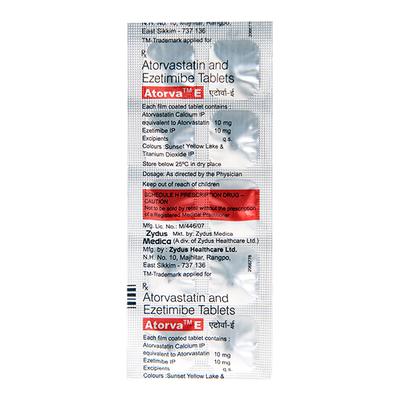 Atorva E 10mg Tablet 10'S - High Cholesterol-Dys